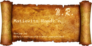 Matievits Ramón névjegykártya